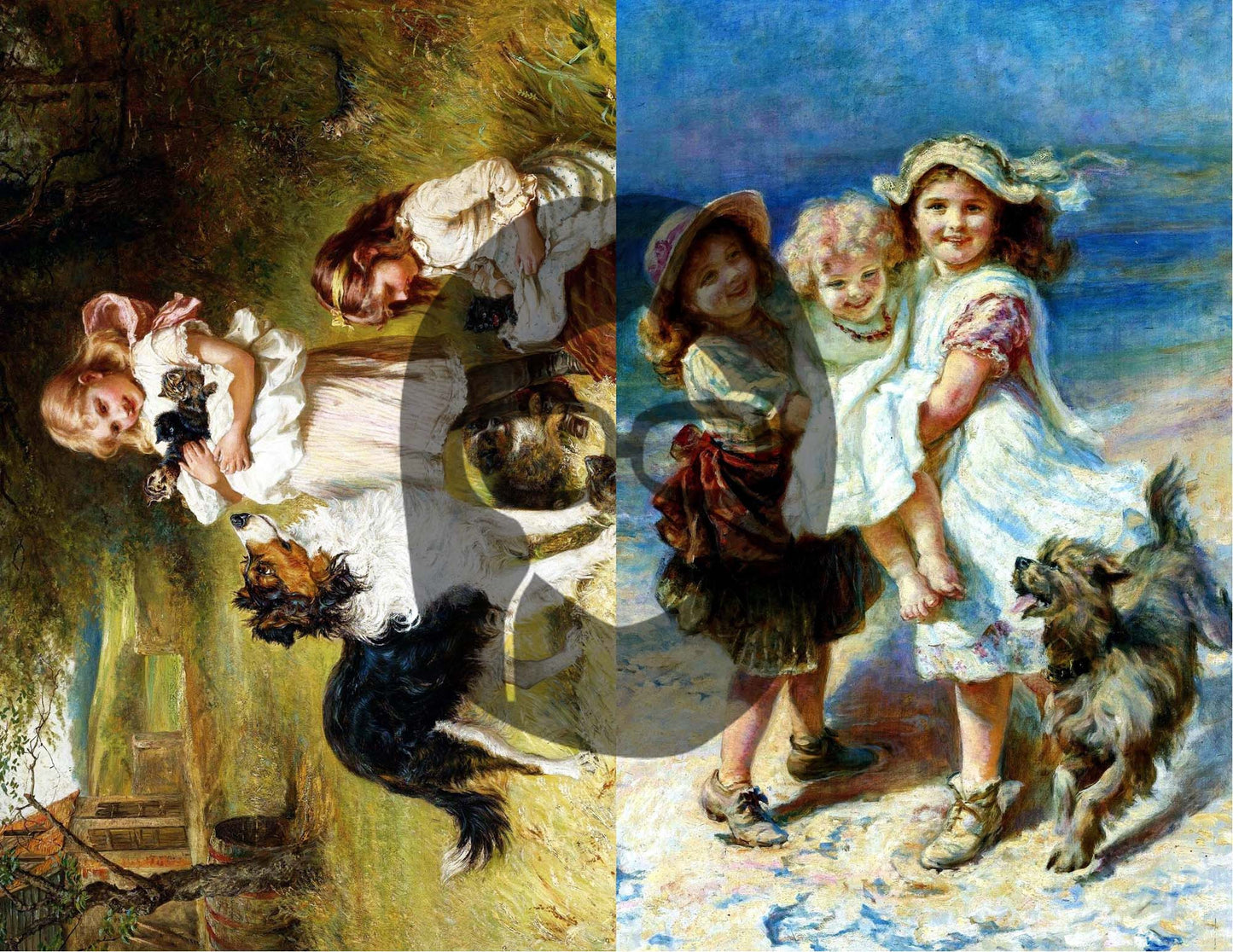 Digital Journal Kits - Printable Ephemera Set #63 Vintage Paintings of Children - 24 Pg Instant Download, ephemera kit, blank journal cards