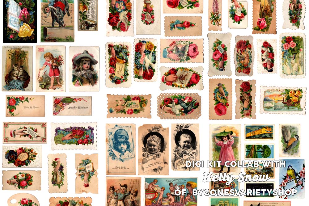 Printable Ephemera Pack - Vintage Calling Cards - Set #82 - 10 Page Instant Download - junk journal kit, collage paper ephemera digital pack