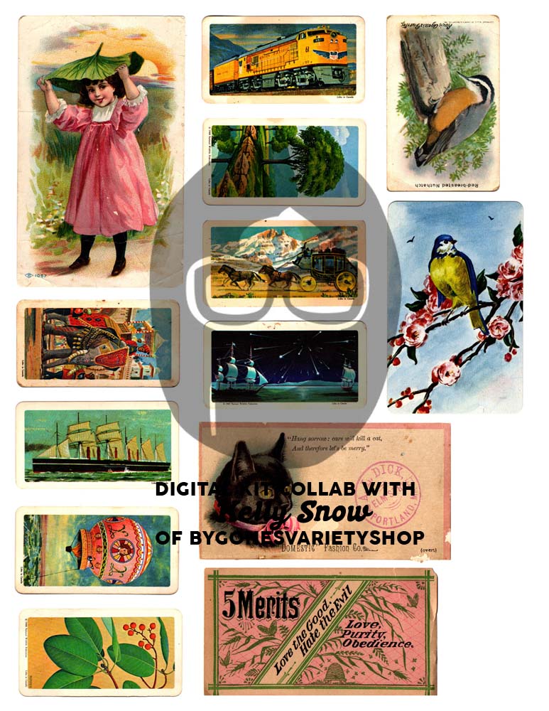 Printable Ephemera Pack - Vintage Calling Cards - Set #82 - 10 Page Instant Download - junk journal kit, collage paper ephemera digital pack