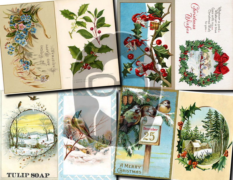 Christmas digital download - Ephemera Set #85 - 30 Pg download - Christmas journal kits, Retro Christmas journal pages, ephemera pack