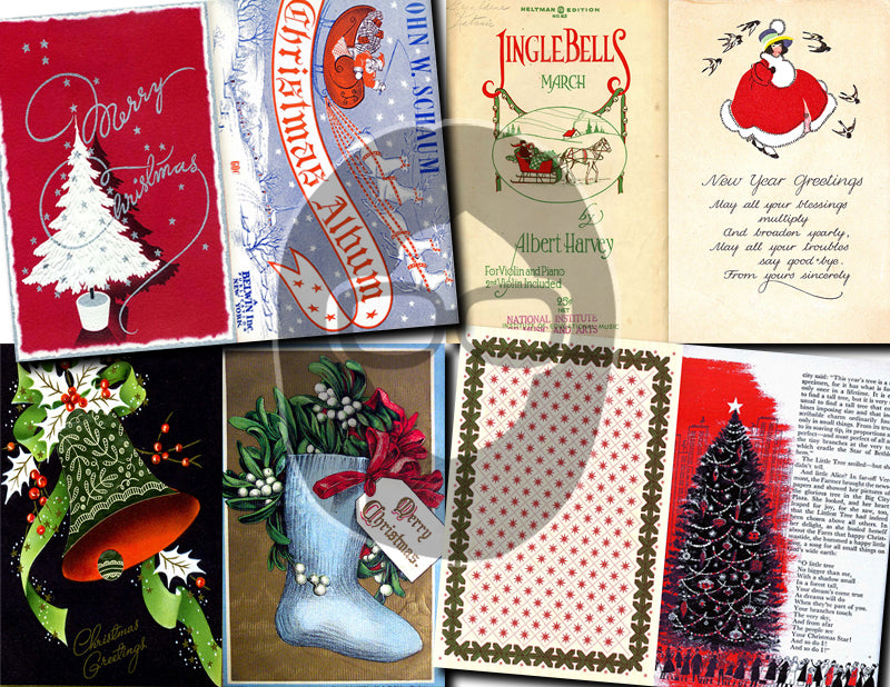 Christmas digital download - Ephemera Set #85 - 30 Pg download - Christmas journal kits, Retro Christmas journal pages, ephemera pack