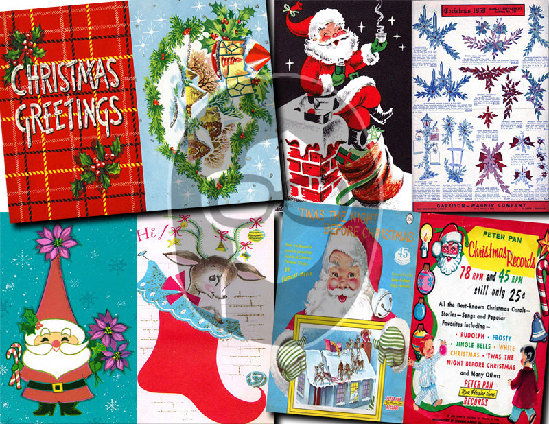 Christmas digital download - Ephemera Set #86 - 30 Pg download - Christmas journal kits, Retro Christmas journal pages, ephemera pack