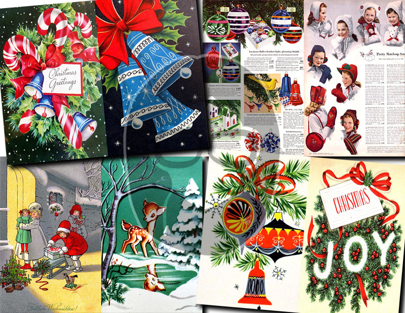 Christmas digital download - Ephemera Set #86 - 30 Pg download - Christmas journal kits, Retro Christmas journal pages, ephemera pack