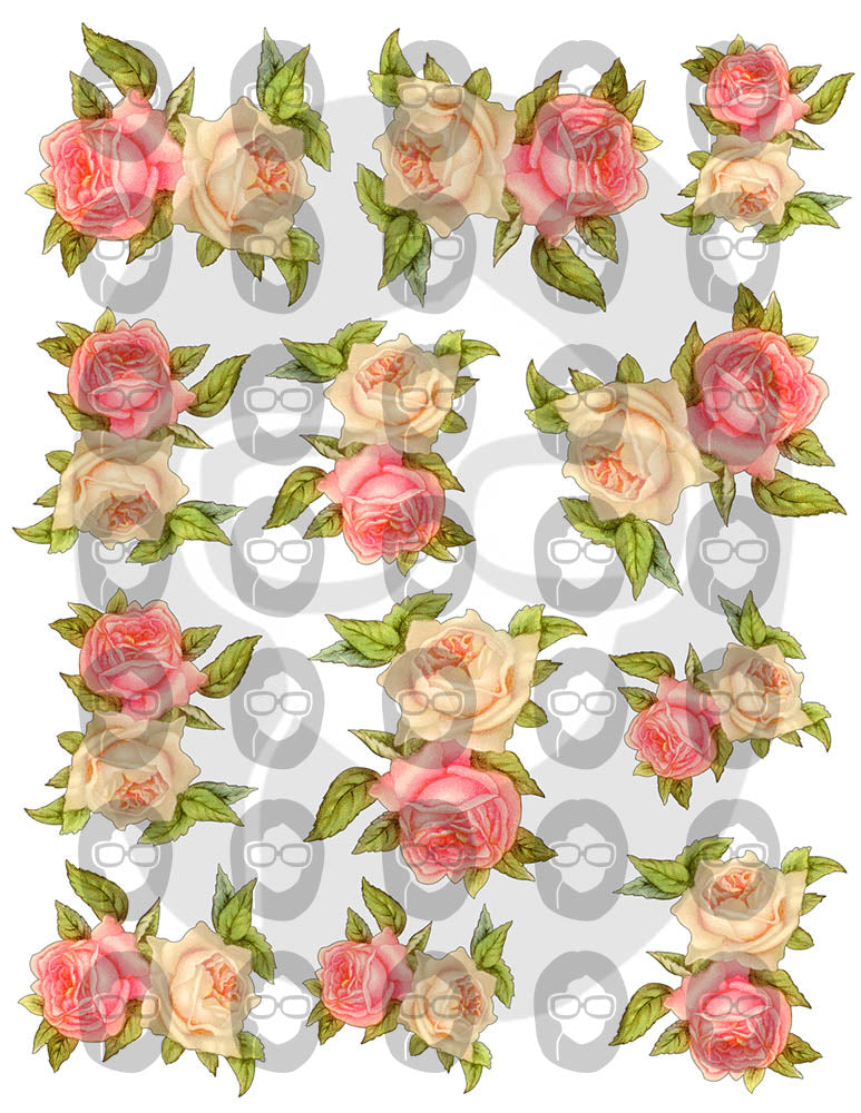 Floral Clipart - Decoupage Flowers Set #17 - 8 Page Instant Download - clipart floral, roses clipart, digital roses