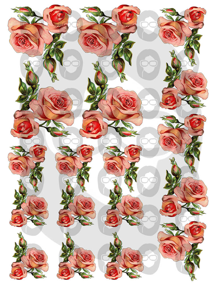 Floral Clipart - Decoupage Flowers Set #17 - 8 Page Instant Download - clipart floral, roses clipart, digital roses