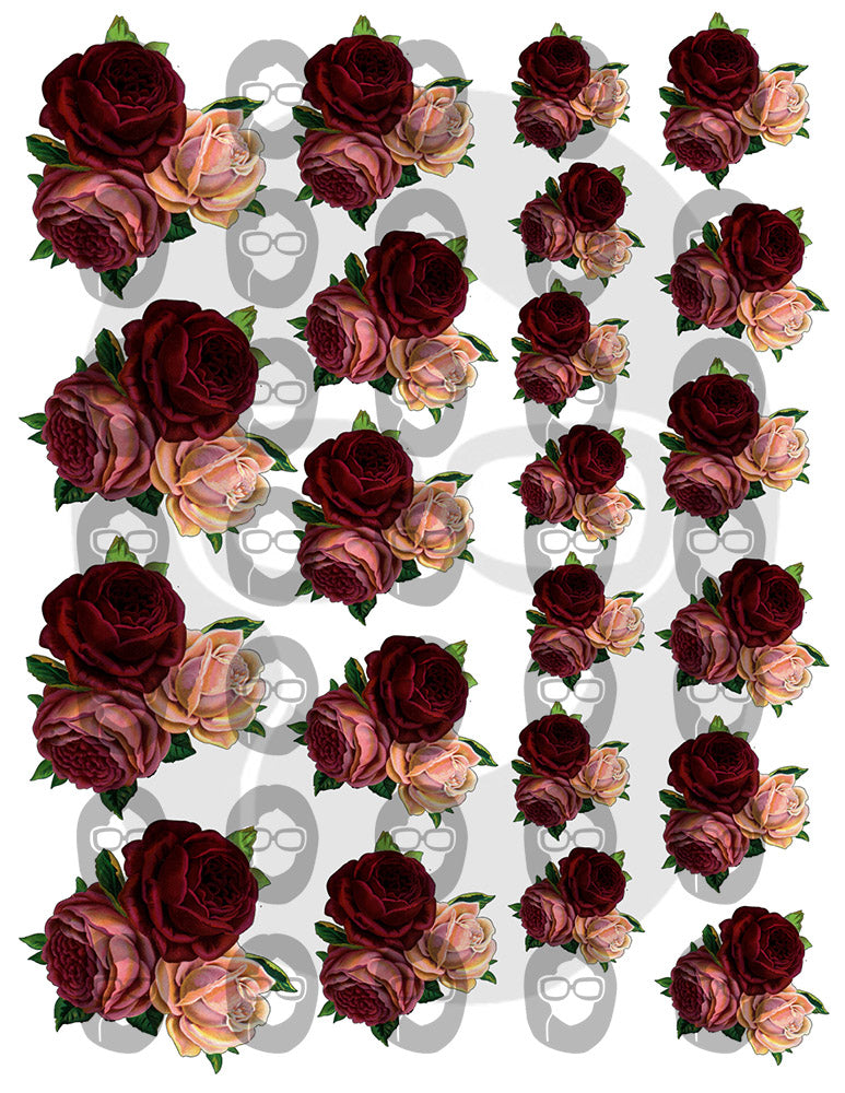 Pink Rose Clipart - Decoupage Flowers Set #20 - 7 Page Instant Download - clipart floral, roses clipart, digital floral