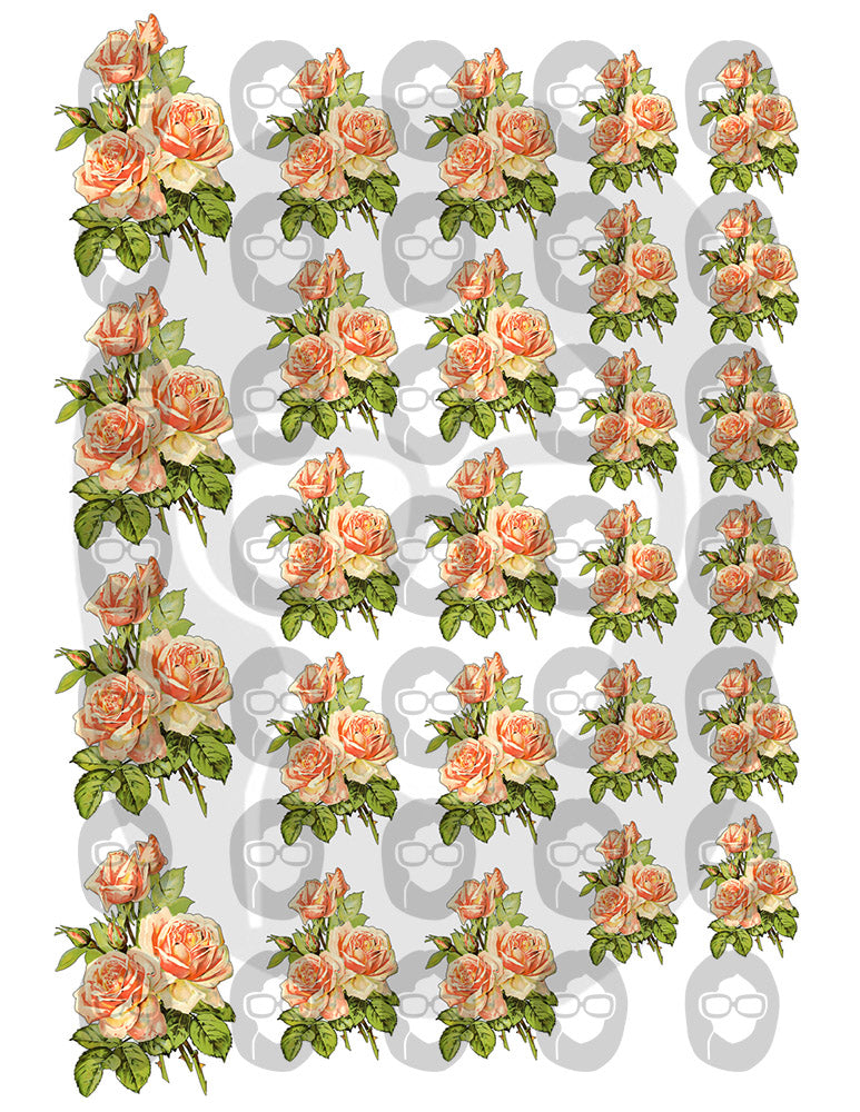 Pink Rose Clipart - Decoupage Flowers Set #20 - 7 Page Instant Download - clipart floral, roses clipart, digital floral