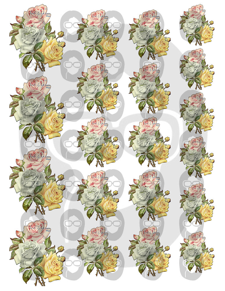 Pink Rose Clipart - Decoupage Flowers Set #20 - 7 Page Instant Download - clipart floral, roses clipart, digital floral