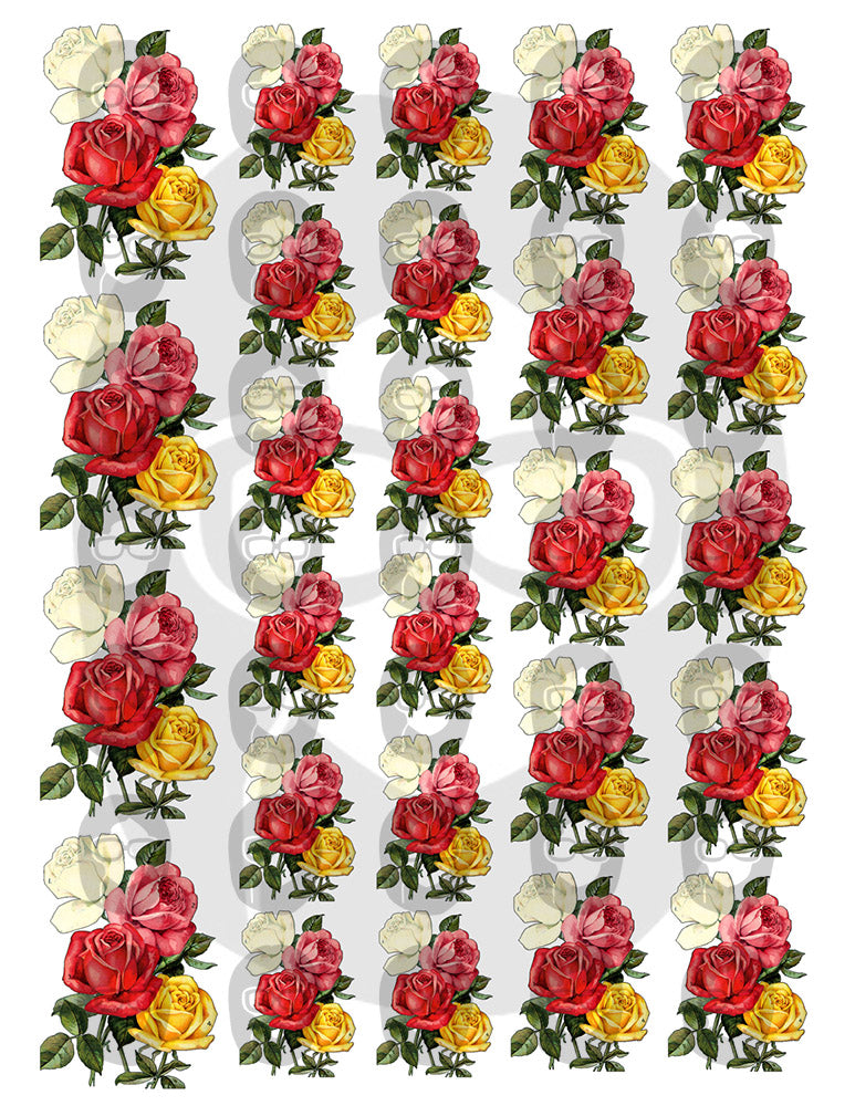 Pink Rose Clipart - Decoupage Flowers Set #20 - 7 Page Instant Download - clipart floral, roses clipart, digital floral