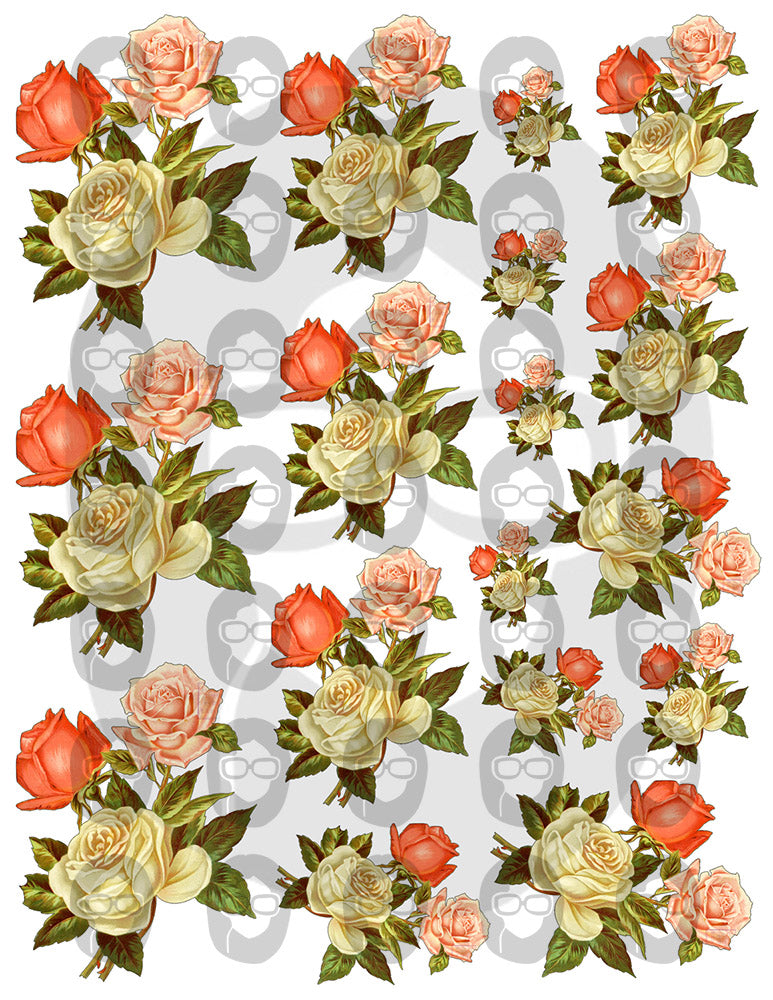 Pink Rose Clipart - Decoupage Flowers Set #20 - 7 Page Instant Download - clipart floral, roses clipart, digital floral