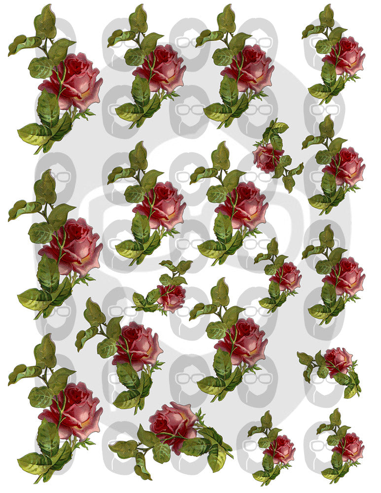 Bouquet Clipart - Decoupage Flowers Set #22 - 8 Page Instant Download - roses clipart floral, pink rose clipart, roses flower clipart