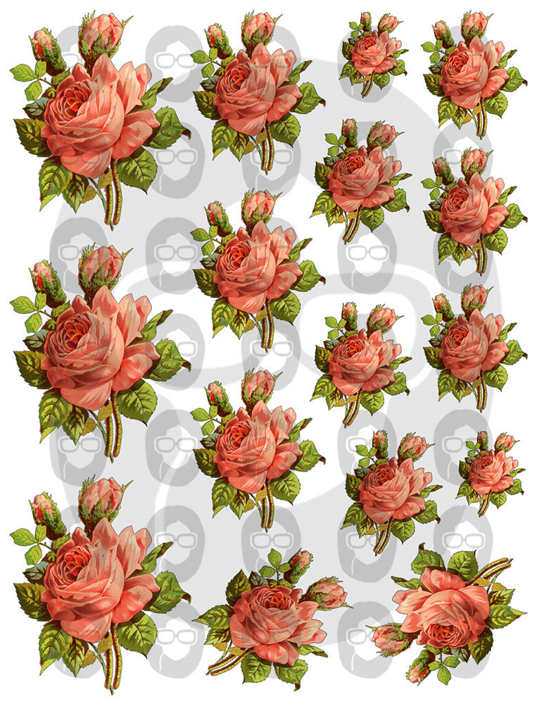 Bouquet Clipart - Decoupage Flowers Set #22 - 8 Page Instant Download - roses clipart floral, pink rose clipart, roses flower clipart
