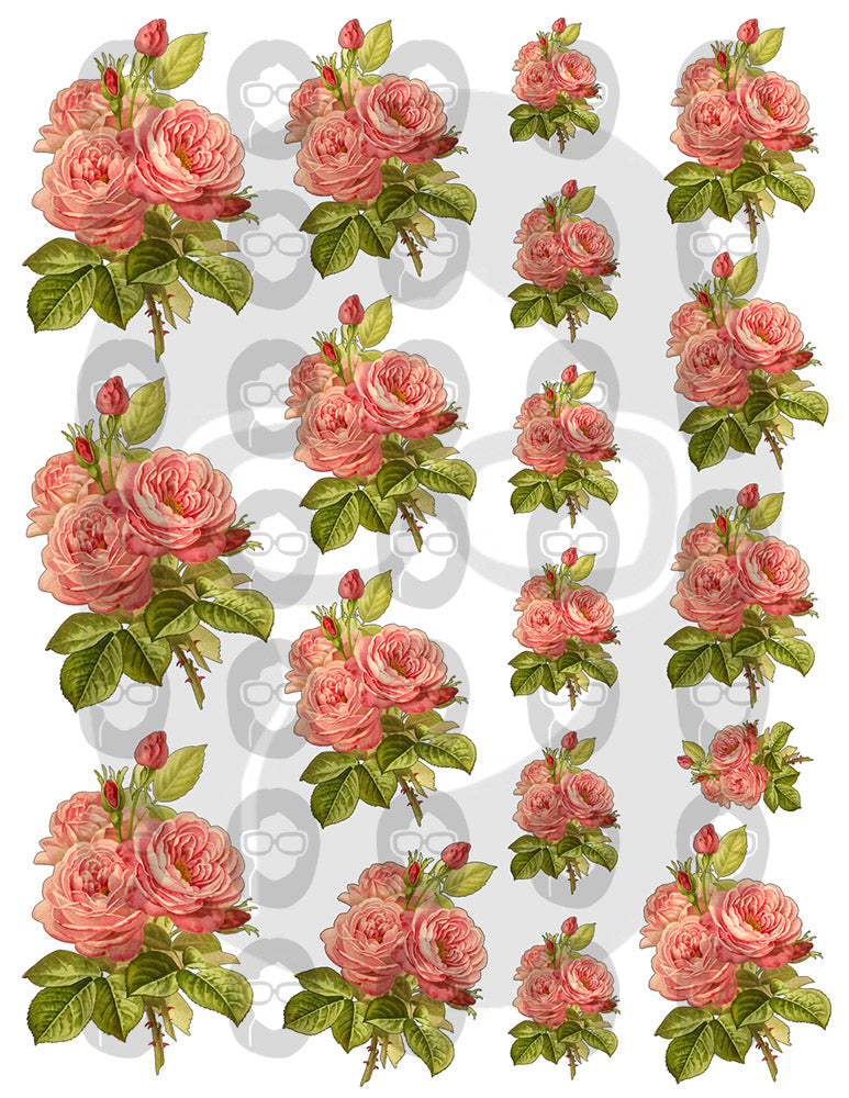 Bouquet Clipart - Decoupage Flowers Set #22 - 8 Page Instant Download - roses clipart floral, pink rose clipart, roses flower clipart