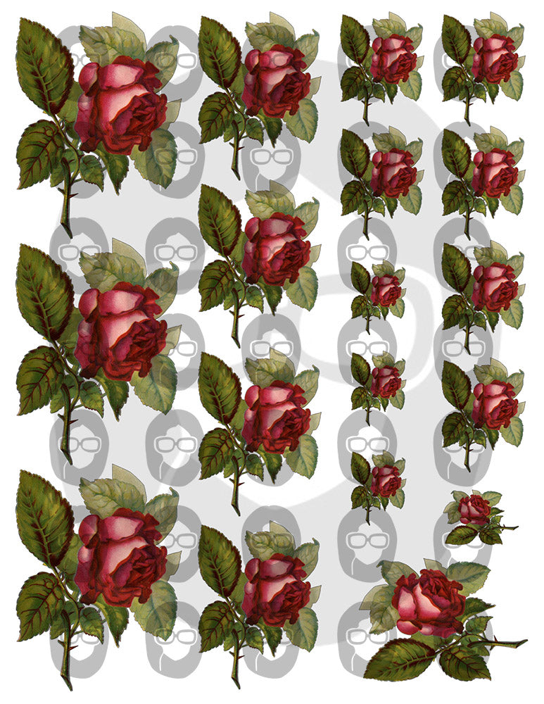 Bouquet Clipart - Decoupage Flowers Set #22 - 8 Page Instant Download - roses clipart floral, pink rose clipart, roses flower clipart