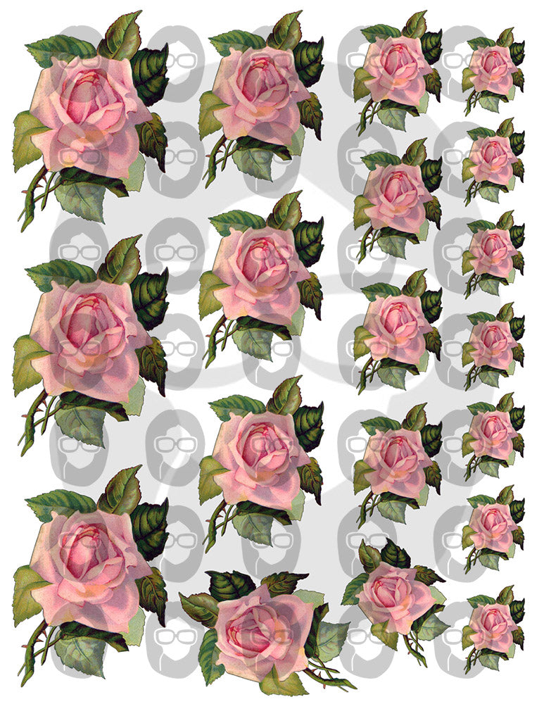 Pink Rose Clipart - Decoupage Flowers Set #23 - 8 Page Instant Download - clipart floral, roses clipart, digital floral