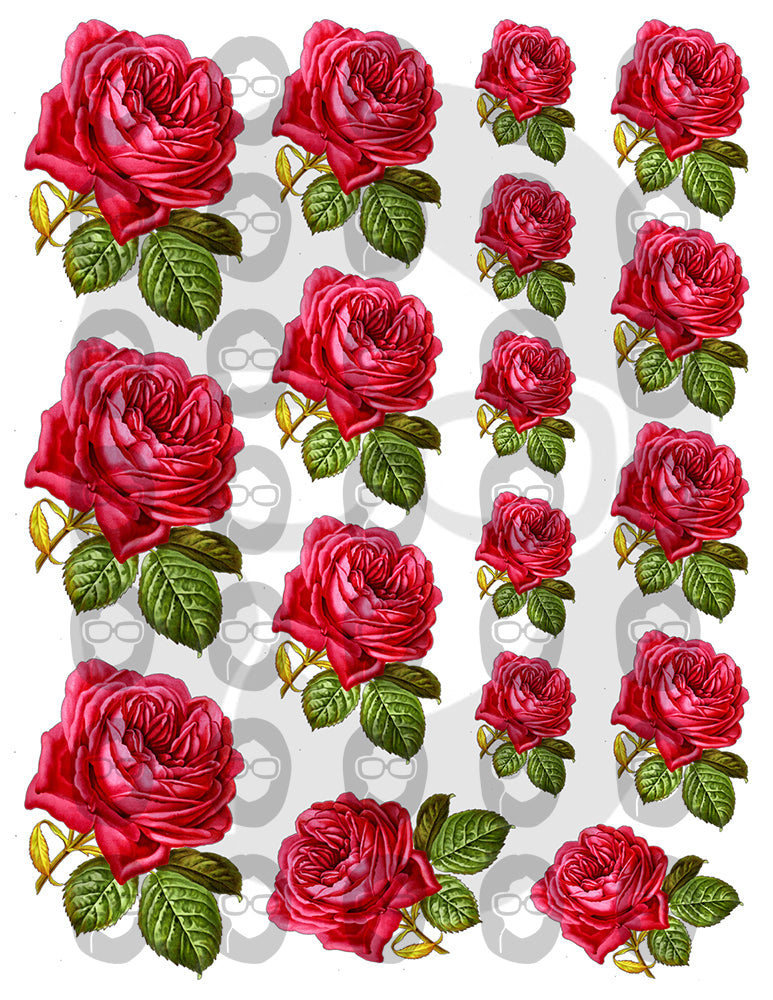 Pink Rose Clipart - Decoupage Flowers Set #23 - 8 Page Instant Download - clipart floral, roses clipart, digital floral