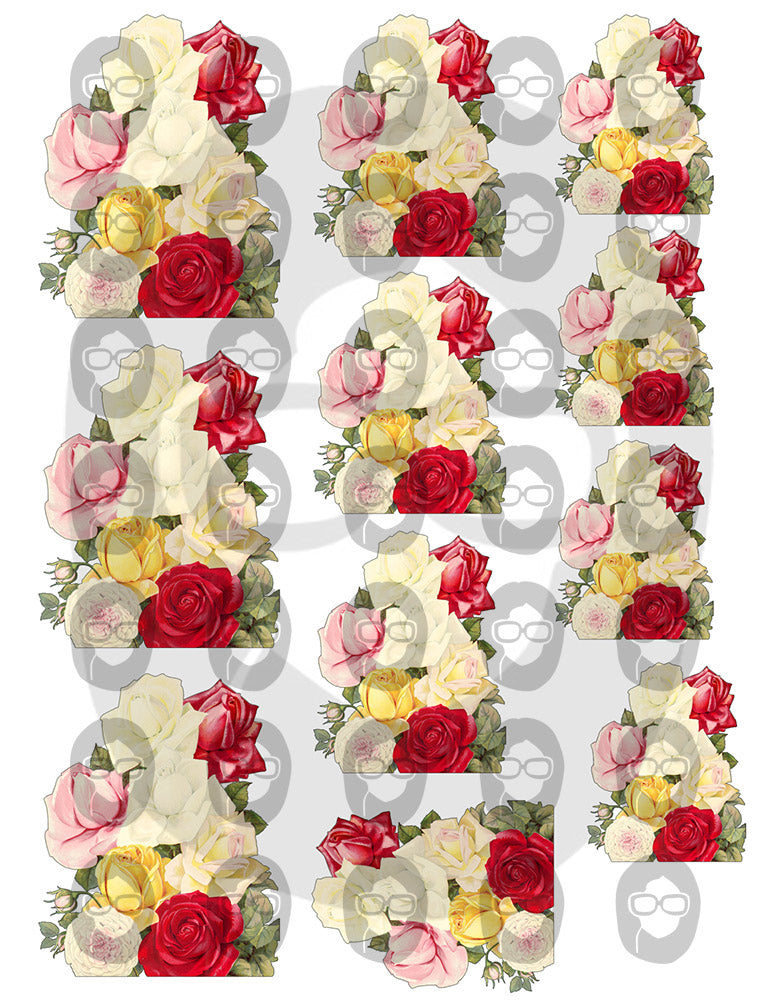 Pink Rose Clipart - Decoupage Flowers Set #23 - 8 Page Instant Download - clipart floral, roses clipart, digital floral