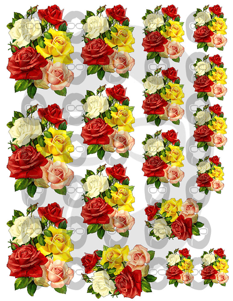 Pink Rose Clipart - Decoupage Flowers Set #23 - 8 Page Instant Download - clipart floral, roses clipart, digital floral