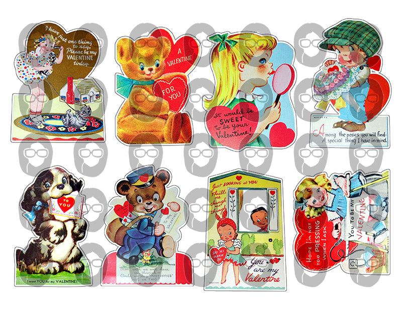Retro Valentine's Day Cards, Ephemera Fussy Cuts -30pg Digital Download- Junk Journal Printables, Paper Craft PDF JPEG, Collage Sheets
