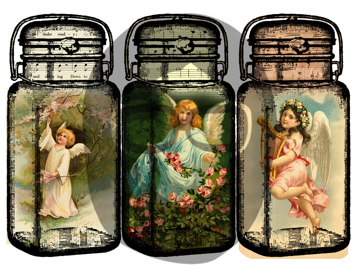 Prayer Journaling - Giant Mason Jars # 1 - 3 Page Instant Download - mason jar, mason jar printable, bible journaling, christian, madonna