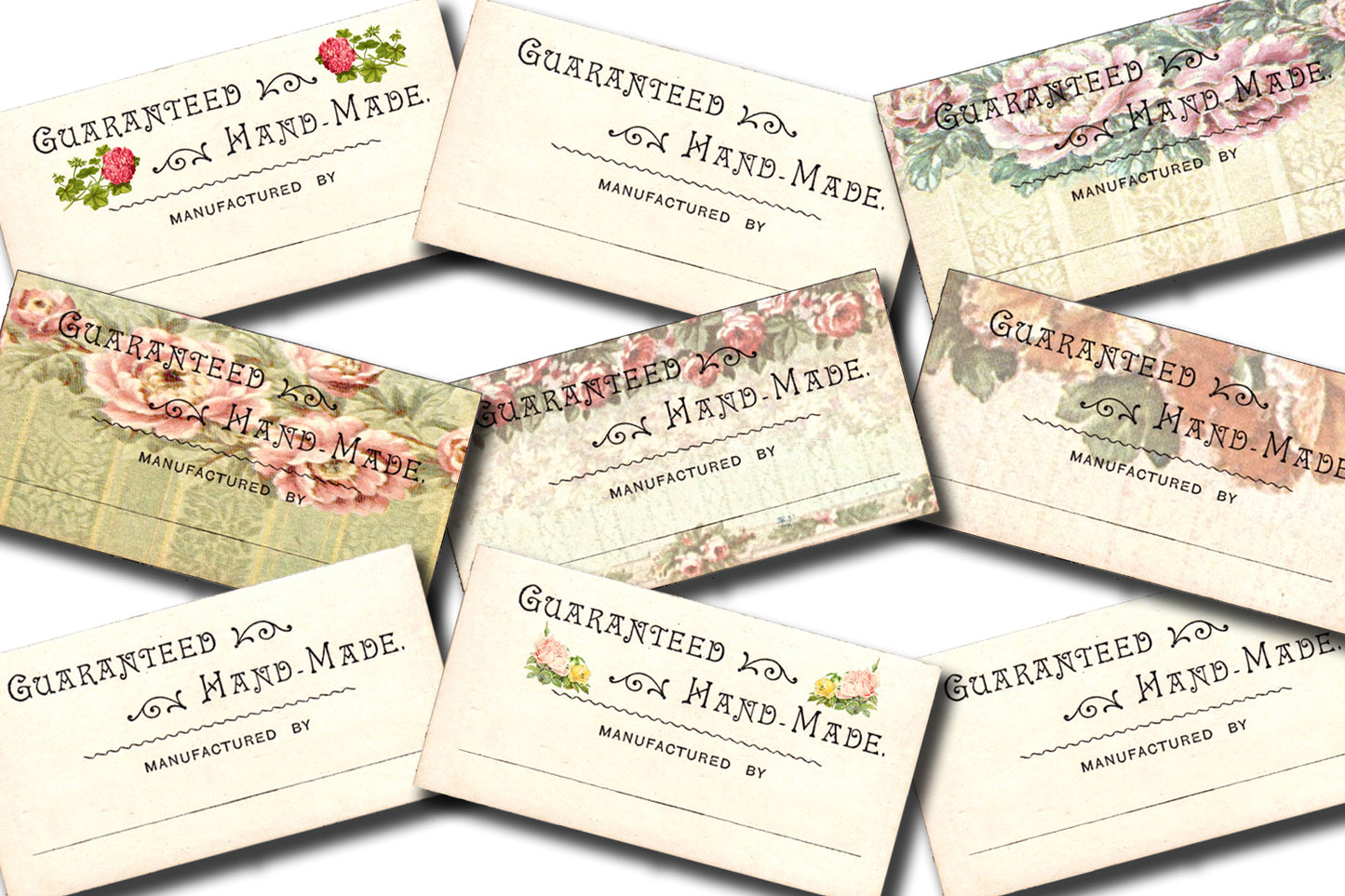 Handmade By Shabby Chic Junk Journal Labels - 1 Pg Instant Download - handmade by, vintage label, junk journal kit