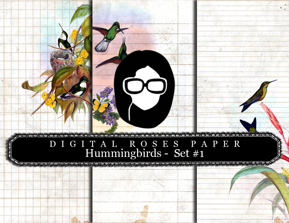 Bible Verses DIY - Hummingbirds Set - 9 Pg Instant Downloads - digital rose paper, lined journal pages, prayer journaling, scripture art
