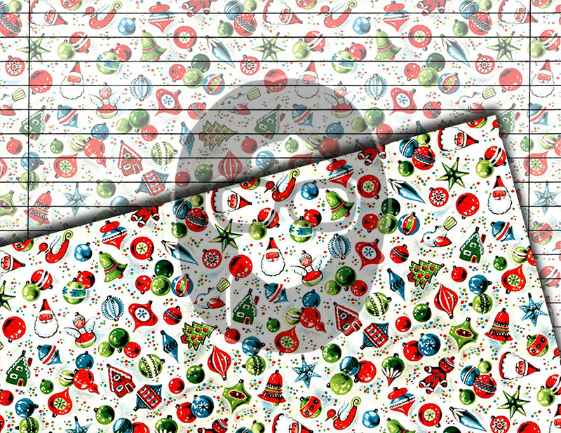 Retro Wrapping Paper, Junk Journal Pages -34pg Digital Download- Printable Lined Paper, Ephemera Background, Santa digital background