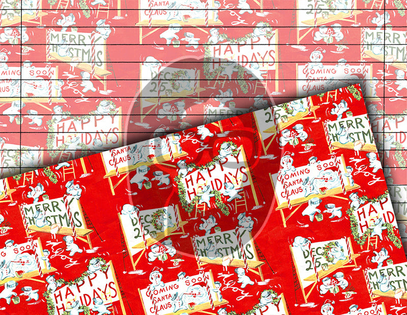 Christmas Journal Pages, Retro Wrapping Paper -34pg Digital Download- Journaling Vintage Ephemera, Santa Claus, December Journal Pages