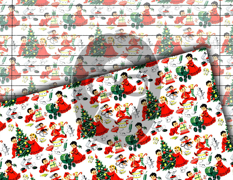 Retro Wrapping Paper, Junk Journal Pages -34pg Digital Download- Printable Lined Paper, Ephemera Background, Santa digital background