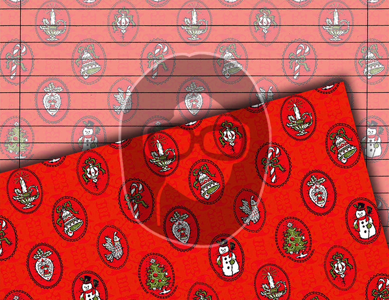 Retro Wrapping Paper, Junk Journal Pages -34pg Digital Download- Printable Lined Paper, Ephemera Background, Santa digital background