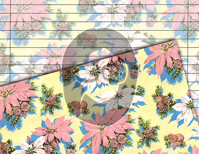 Pink Christmas, Printable Vintage Paper -20pg Digital Download- Junk Journal Pages, Retro Xmas, Ephemera Paper Pack, Retro Wrapping Paper
