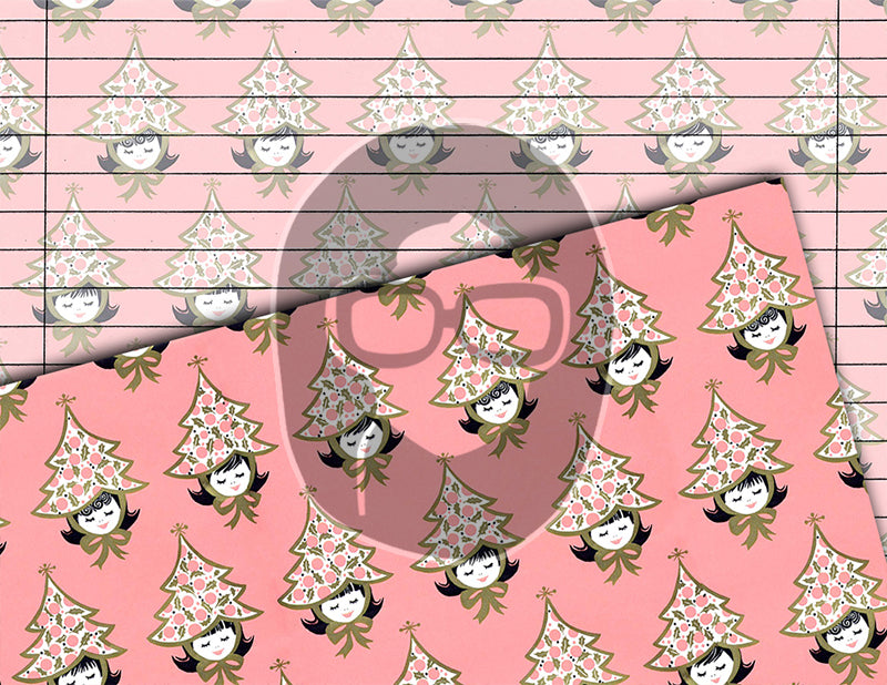 Pink Christmas, Printable Vintage Paper -20pg Digital Download- Junk Journal Pages, Retro Xmas, Ephemera Paper Pack, Retro Wrapping Paper