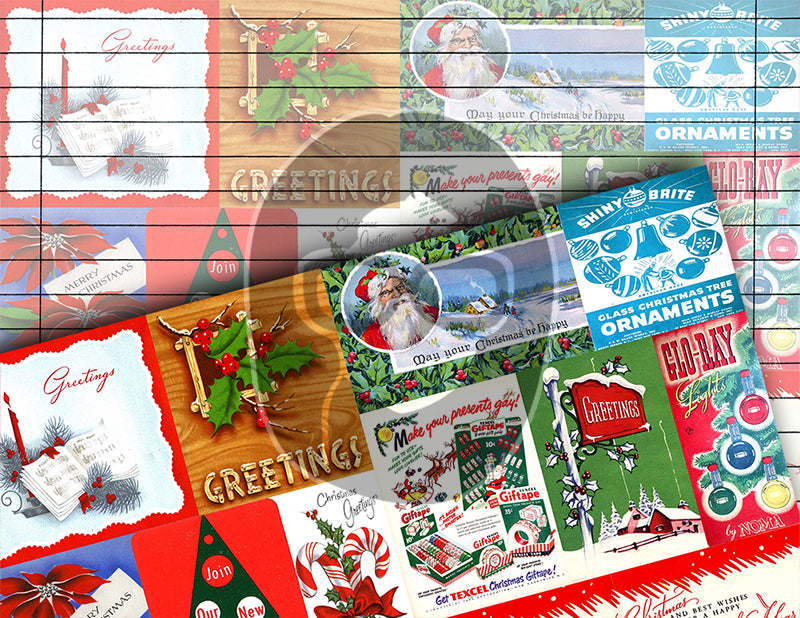 Retro Christmas, Junk Journal Pages -12pg Digital Download- Printable Lined Paper, Ephemera Background, Santa digital background, Xmas Kit