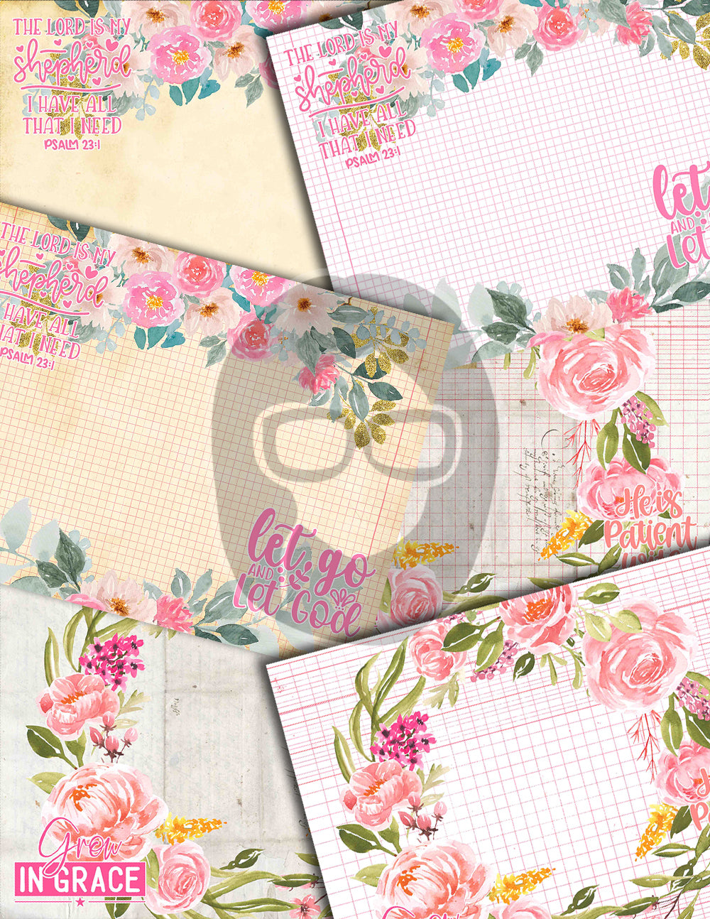 Bible Journaling Printables, Junk Journal Pages -36pg Digital Download- Prayer Quotes, Christian Verses, Devotional Kit, Faith Encouragement