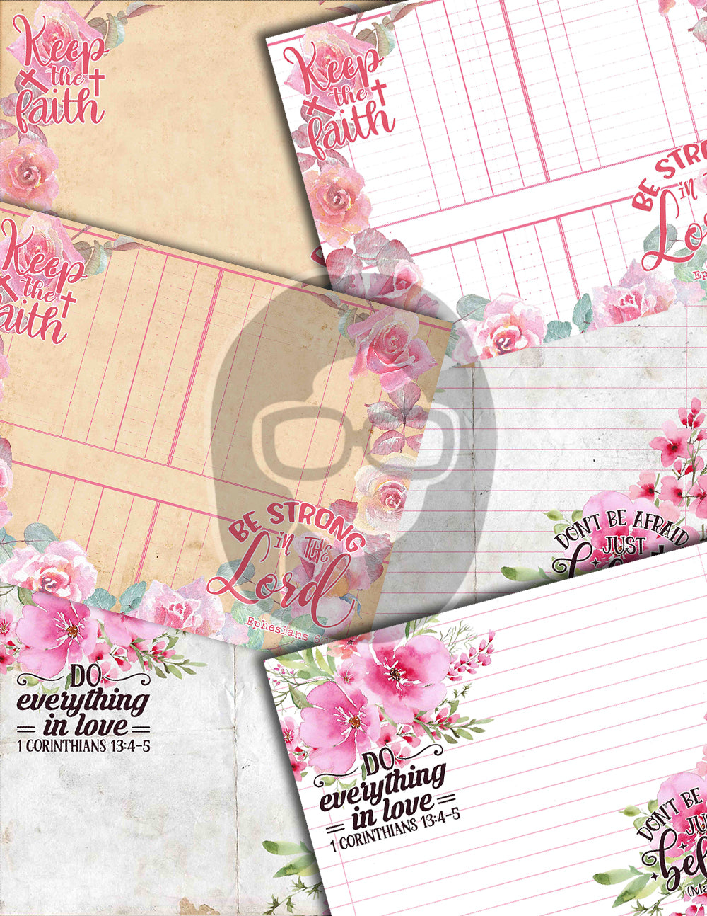 Bible Journaling Printables, Junk Journal Pages -36pg Digital Download- Prayer Quotes, Christian Verses, Devotional Kit, Faith Encouragement