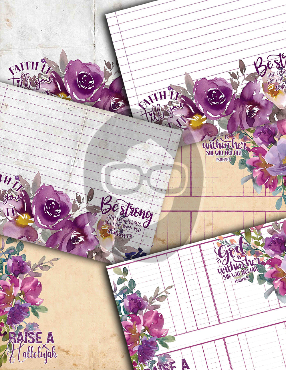 Bible Journaling Printables, Junk Journal Pages -36pg Digital Download- Prayer Quotes, Christian Verses, Devotional Kit, Faith Encouragement