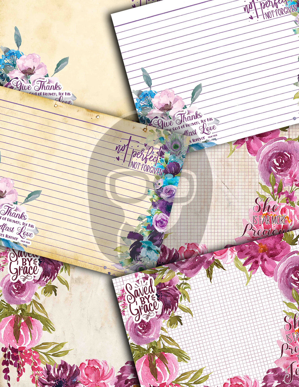 Bible Journaling Printables, Junk Journal Pages -36pg Digital Download- Prayer Quotes, Christian Verses, Devotional Kit, Faith Encouragement