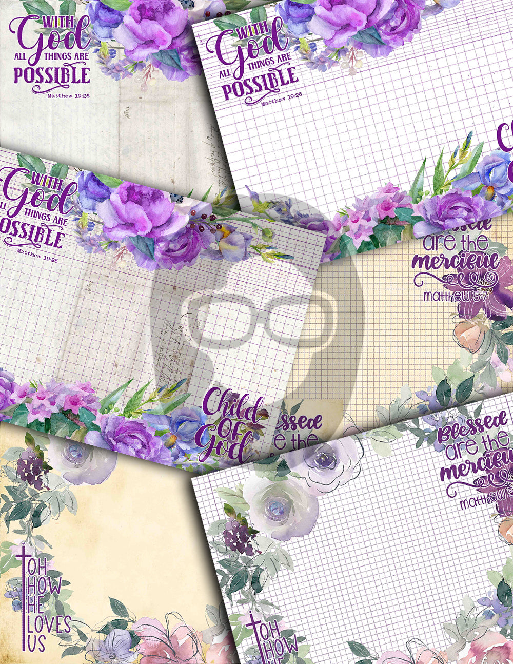 Bible Journaling Printables, Junk Journal Pages -36pg Digital Download- Prayer Quotes, Christian Verses, Devotional Kit, Faith Encouragement