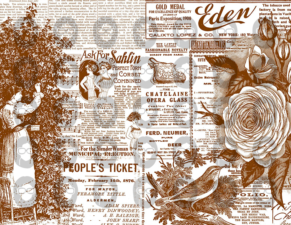 Printable Journal Pages, Ephemera Collage Kit -9 Pg Instant Downloads- Vintage Art, Ephemera for Decoupage, Collage Sheets, Vintage Paper