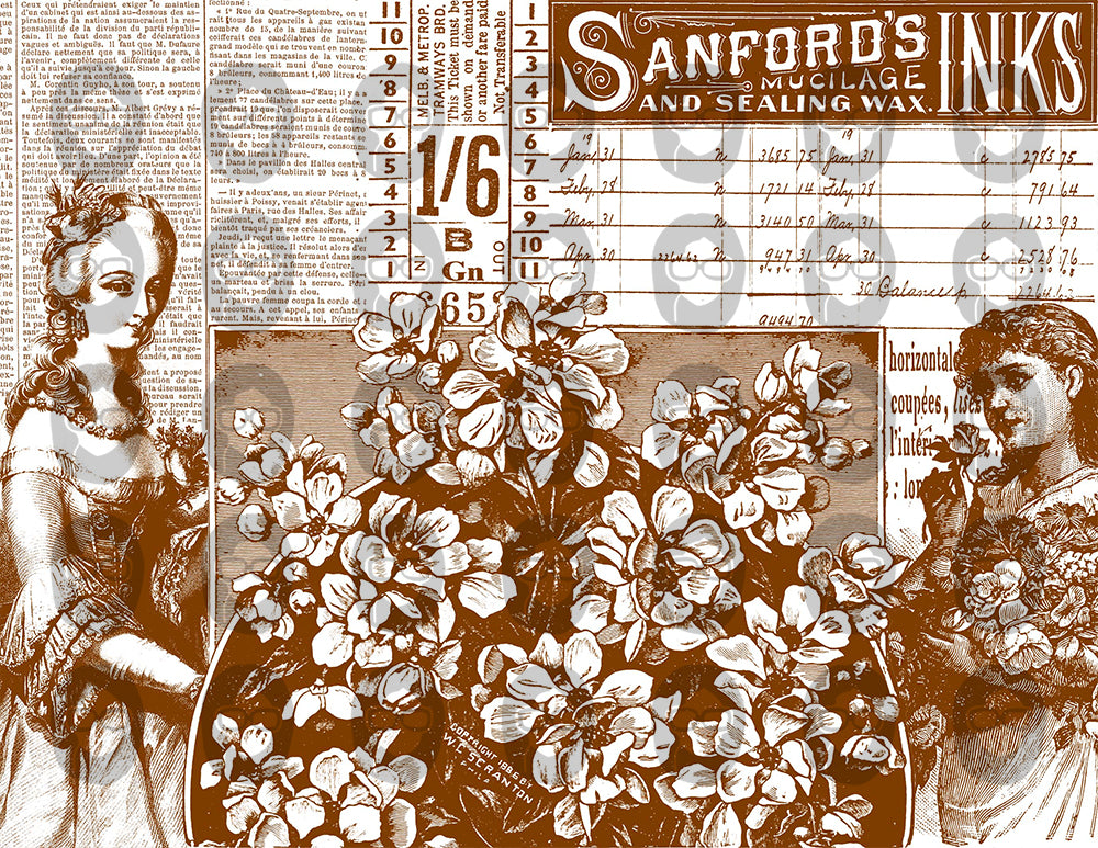 Printable Journal Pages, Ephemera Collage Kit -9 Pg Instant Downloads- Vintage Art, Ephemera for Decoupage, Collage Sheets, Vintage Paper
