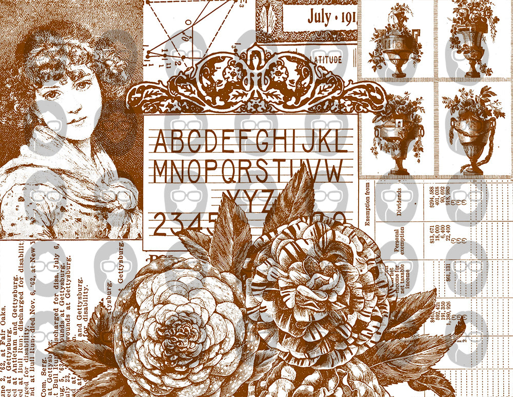 Printable Journal Pages, Ephemera Collage Kit -9 Pg Instant Downloads- Vintage Art, Ephemera for Decoupage, Collage Sheets, Vintage Paper