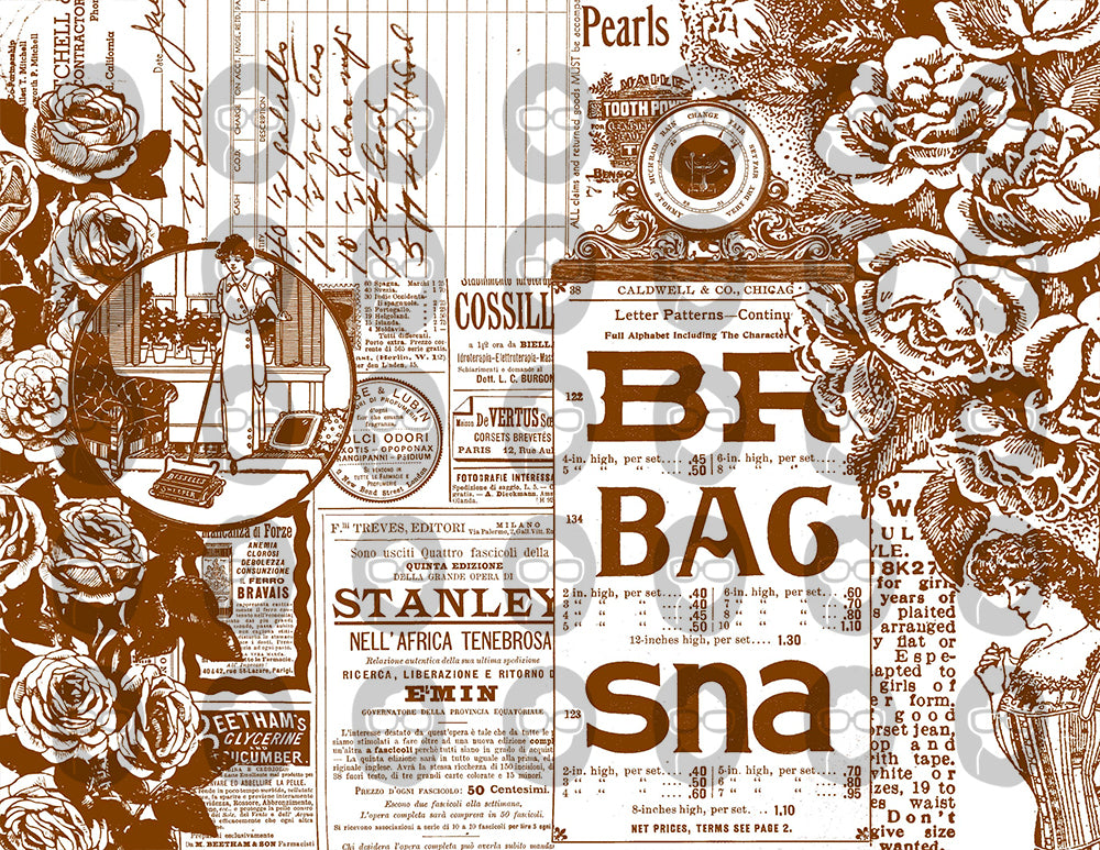 Printable Journal Pages, Ephemera Collage Kit -9 Pg Instant Downloads- Vintage Art, Ephemera for Decoupage, Collage Sheets, Vintage Paper