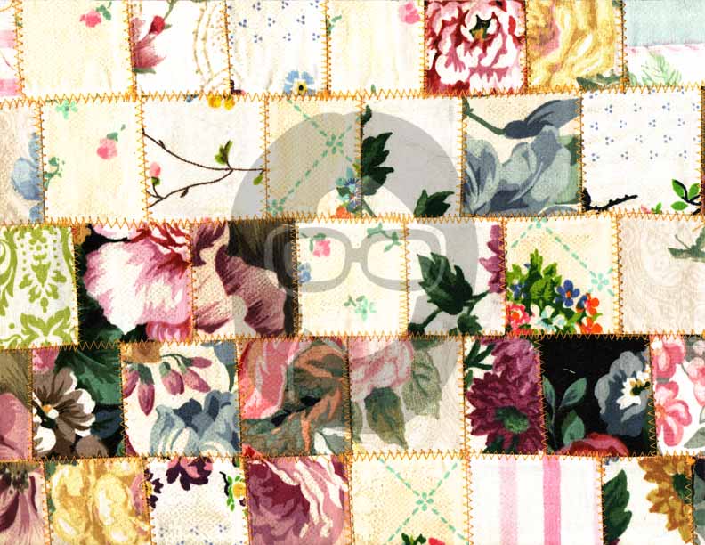 Quilt Patchwork Junk Journal Pages - Set #64 - 5 Pg Instant Downloads - quilted paper, stitched quilt paper
