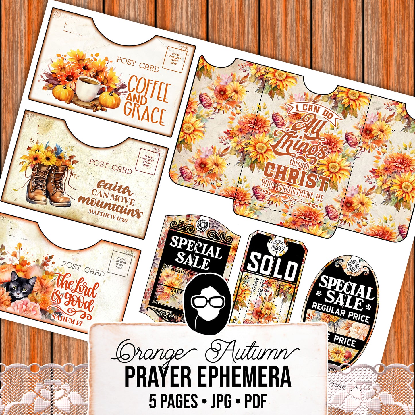 Faith Junk Journal Kit, Scripture Ephemera, Fall Digital Ephemera -5pg Digital Download- Religious Cards, Prayer Quotes, Bible Verse Cards
