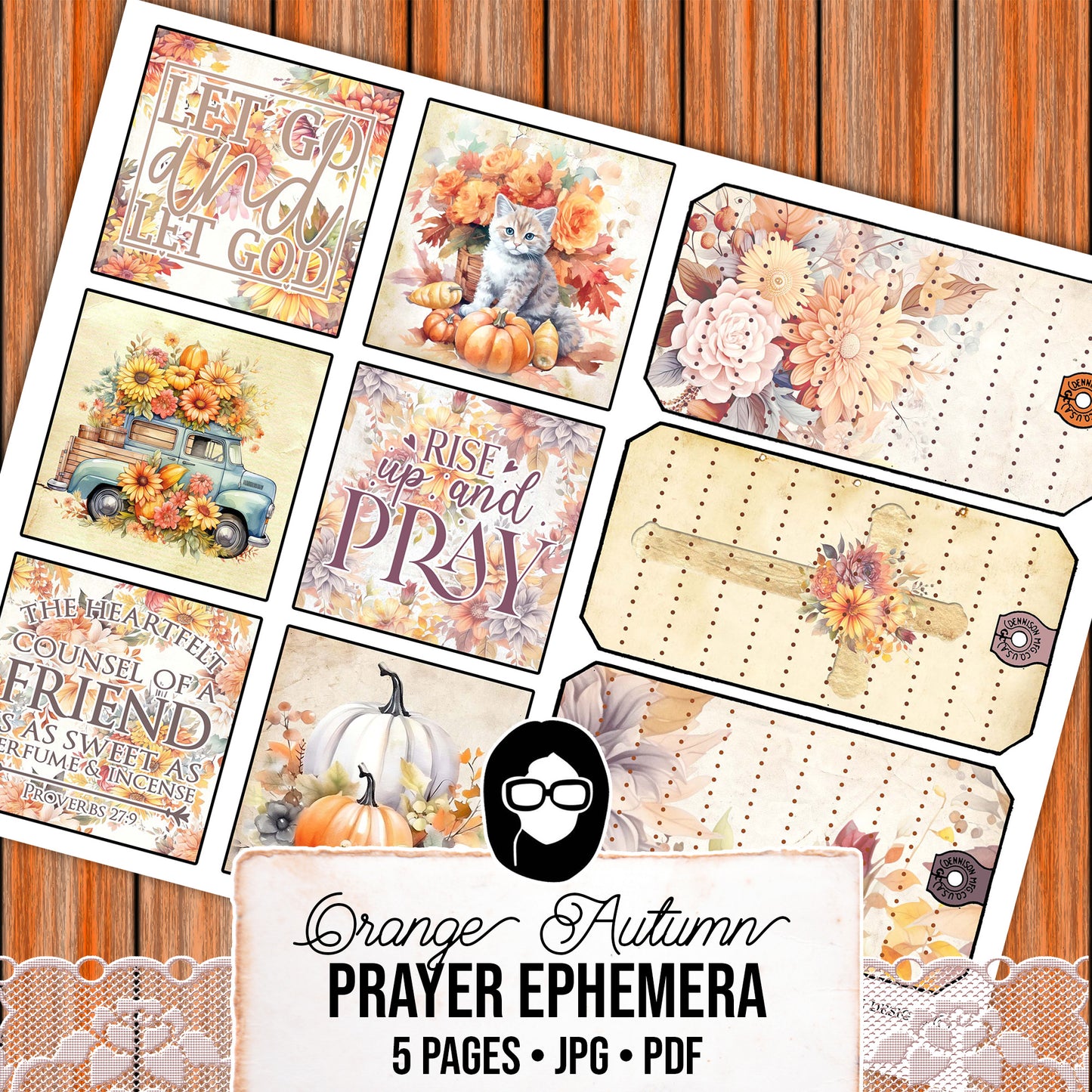 Faith Junk Journal Kit, Scripture Ephemera, Fall Digital Ephemera -5pg Digital Download- Religious Cards, Prayer Quotes, Bible Verse Cards