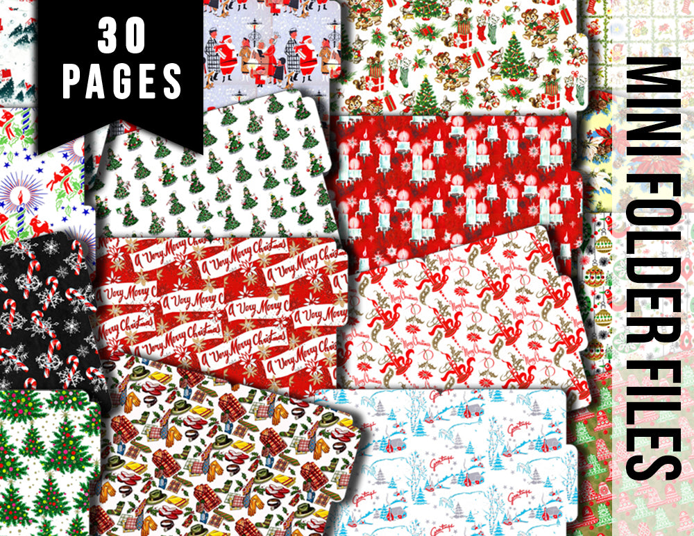 Junk Journal Ephemera, Journaling Folders -30pg Instant Download- Christmas Ephemera, Holiday Cards, Mini File Folder, December Daily Kit