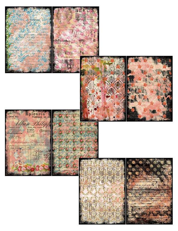 Grungy Pages Digital – Polished Lackluster - 25 Journal Pages, grungy digital pages, lined notebook, floral journals, journaling pages