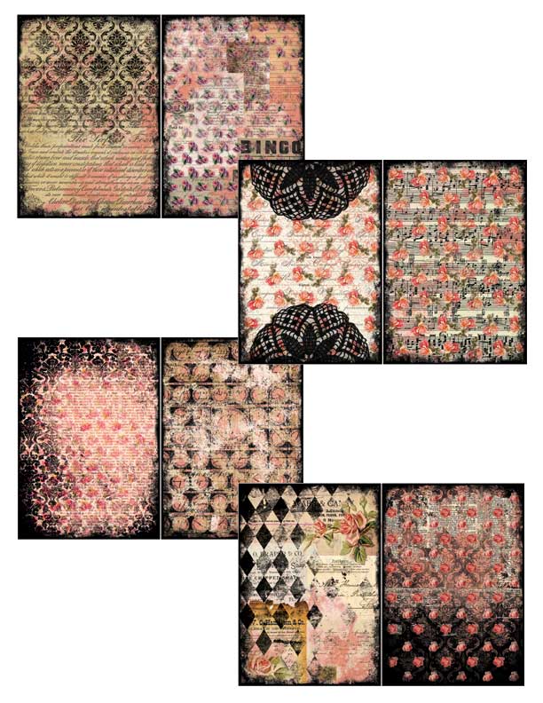 Grungy Pages Digital – Polished Lackluster - 25 Journal Pages, grungy digital pages, lined notebook, floral journals, journaling pages