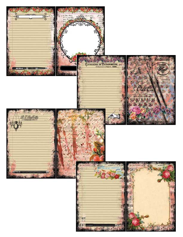 Grungy Pages Digital – Polished Lackluster - 25 Journal Pages, grungy digital pages, lined notebook, floral journals, journaling pages