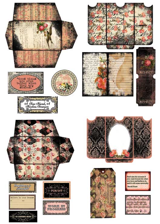 Grungy Pages Digital – Polished Lackluster - 25 Journal Pages, grungy digital pages, lined notebook, floral journals, journaling pages
